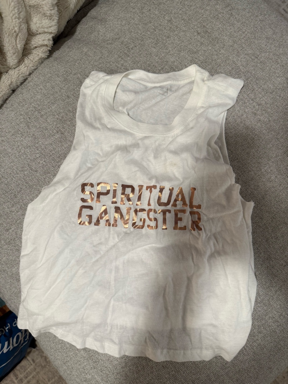Spiritual Gangster White Tank Top with Rose Gold Logo